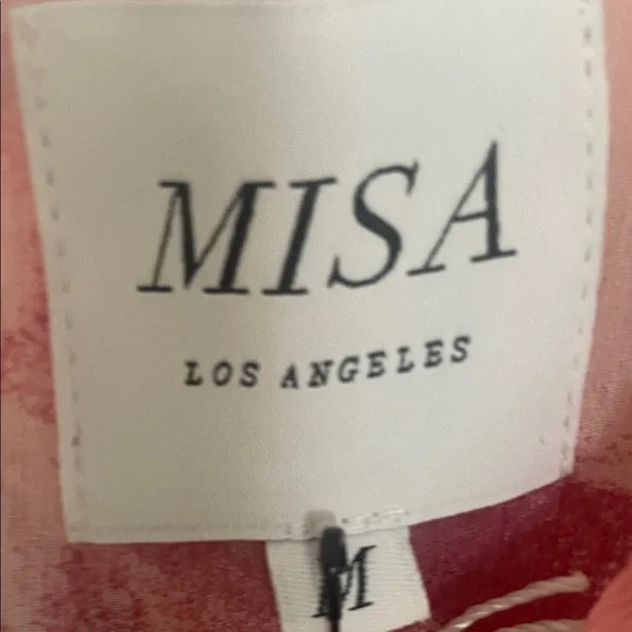 Misa Los Angeles Bridget Ruffled Floral Pink/Burgundy Dress Size Medium NWT - Picture 2 of 8